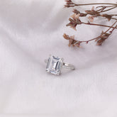 Silver White Square Emerald Cut Ring